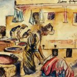 Tannery in Fez, 2016 - watercolour and biro on paper